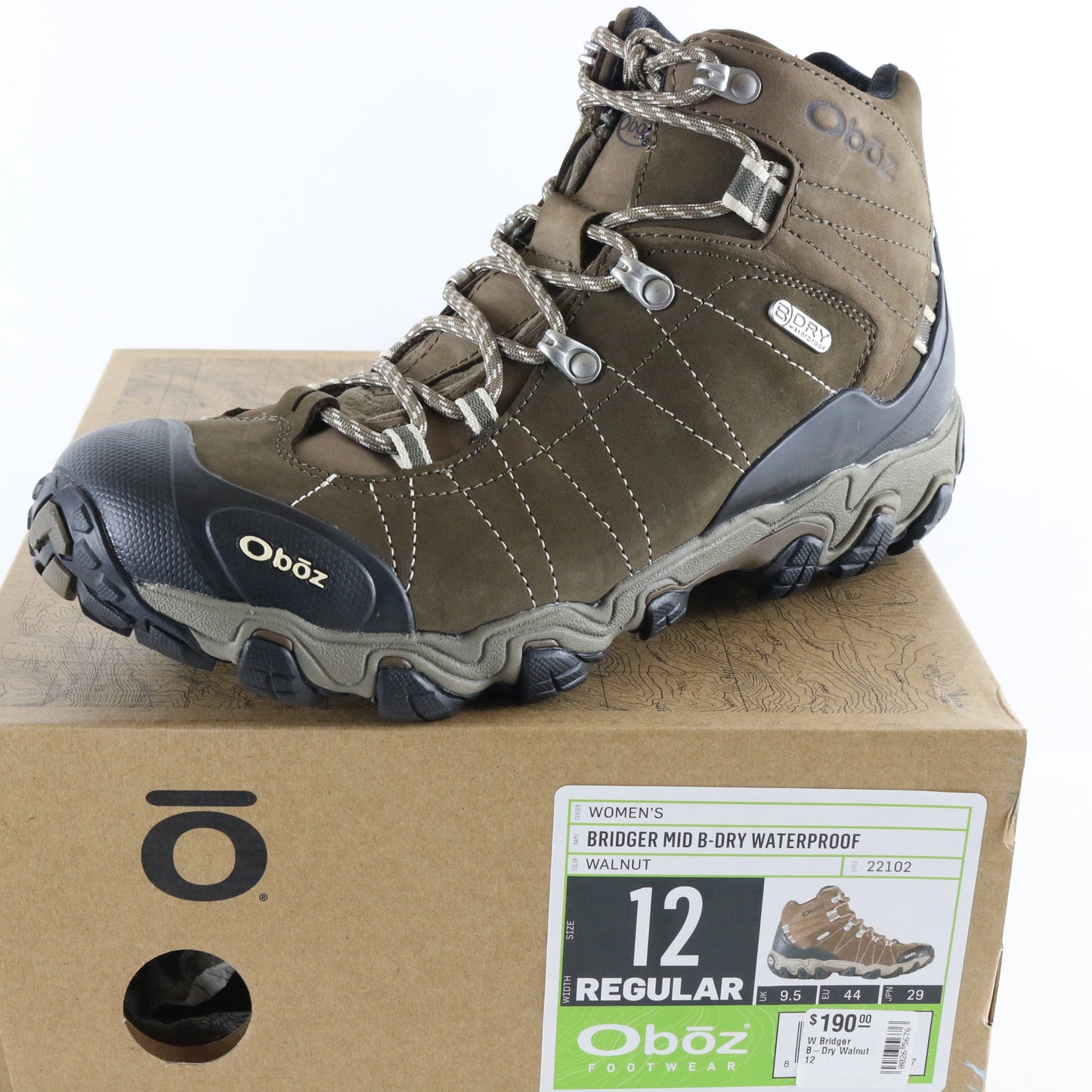 Oboz Bridger Mid B-dry Womens Walnut Waterproof Hiking Boots Size 12 USA 22102