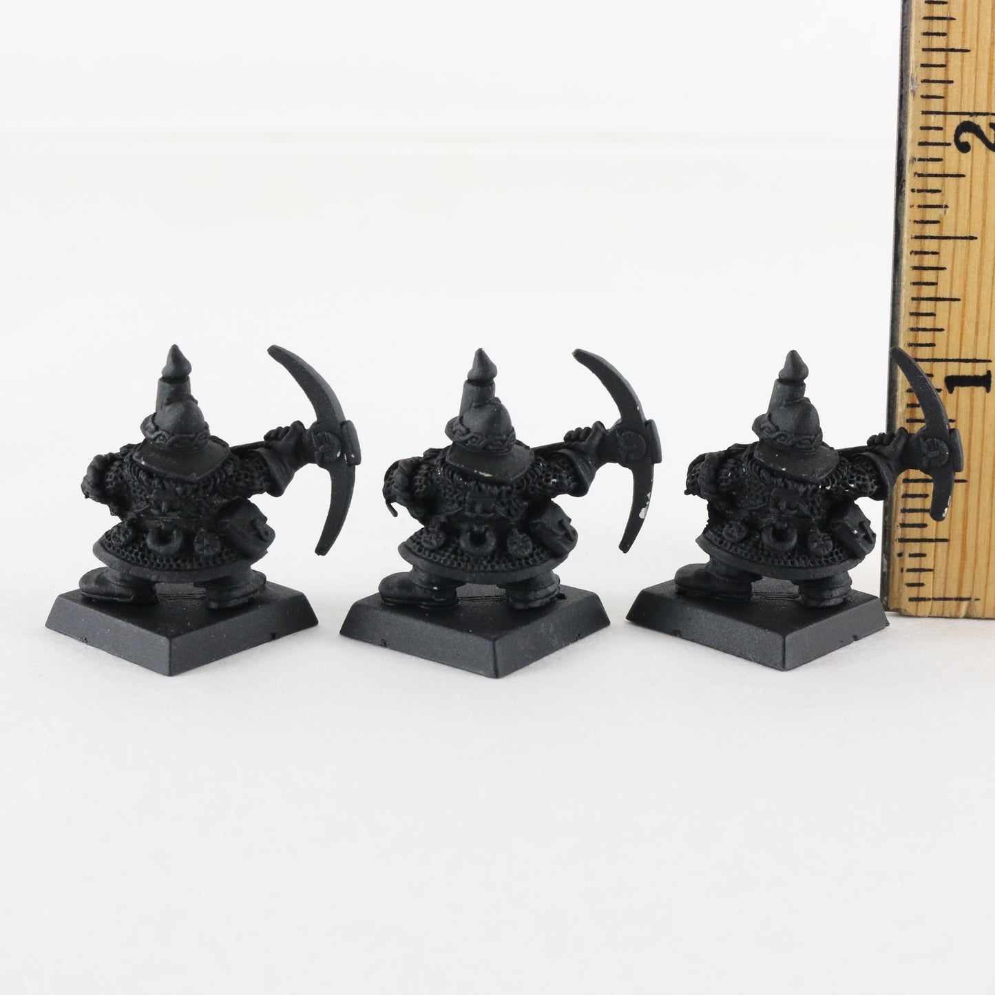 Lot Of 3 Dwarf Miners Citadel Warhammer 8044/3 Black Painted Figures