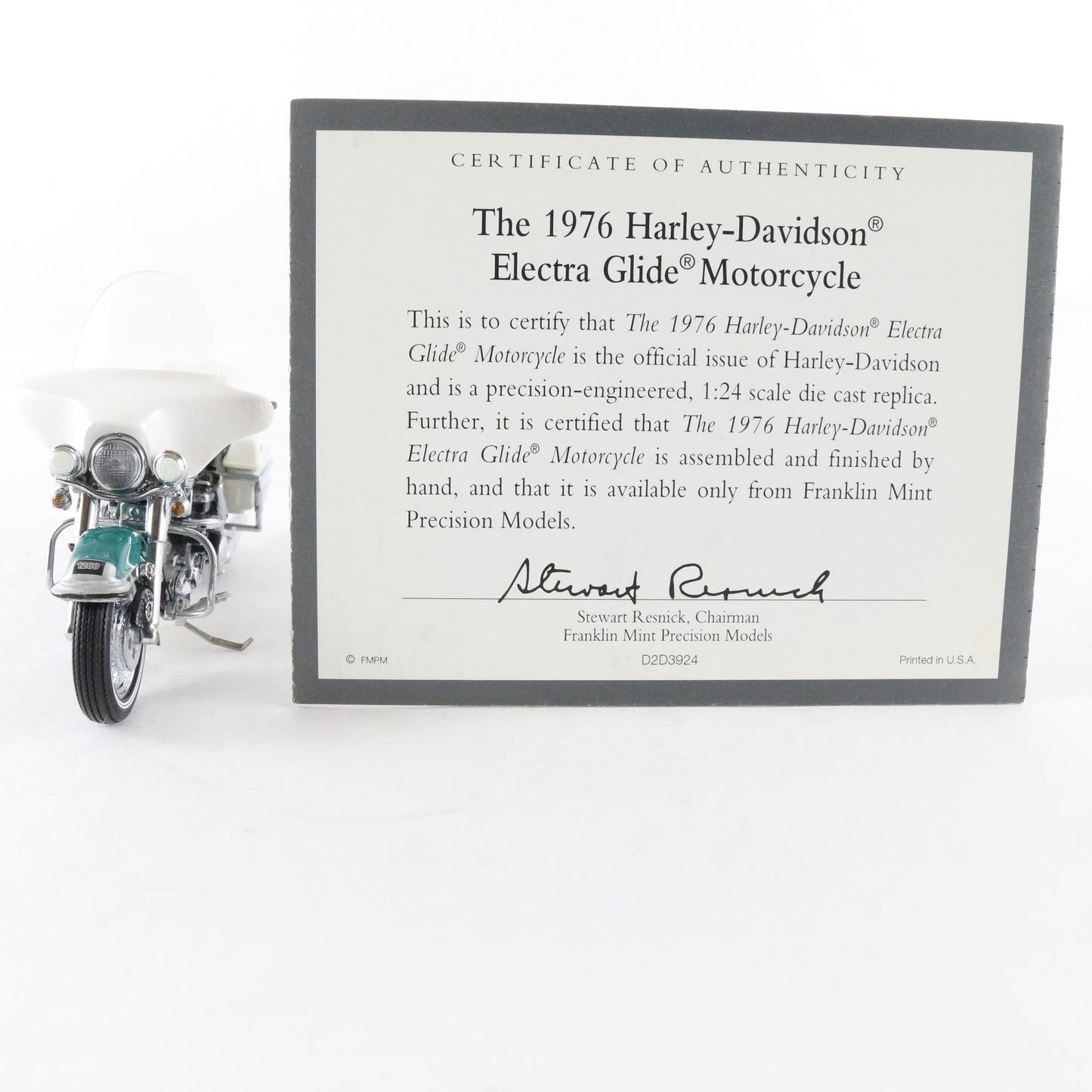 1976 Harley Davidson Electra Glide Franklin Mint 1:24 Model Motorcycle
