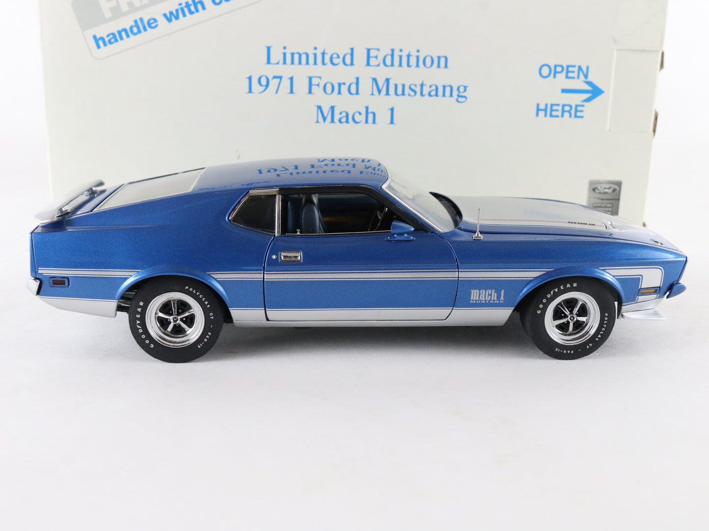 1971 Ford Mustang Fastback Mach 1 Blue #1163/5000 Danbury 1:24 Diecast Model