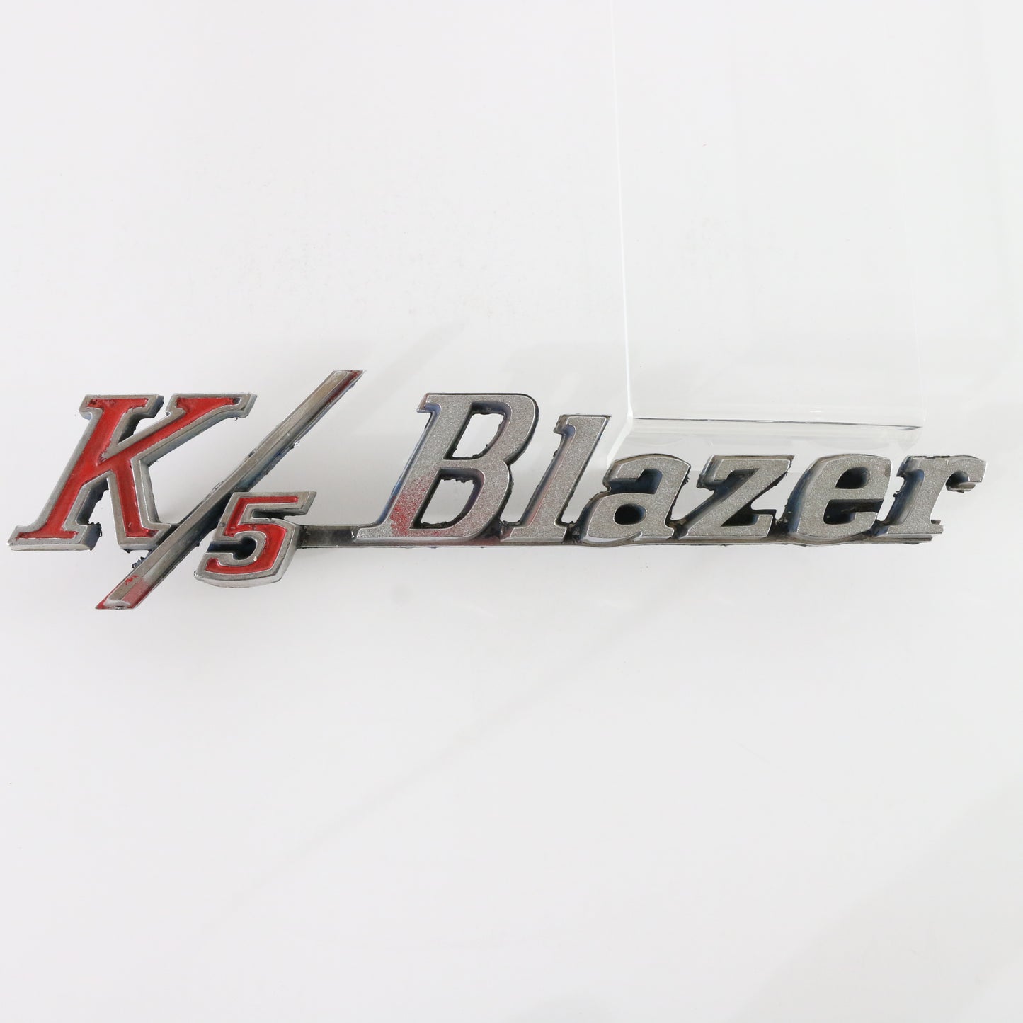 Vintage 1969-1972 K/5 Chevy Blazer Metal Red & Silver Fender Side Emblem