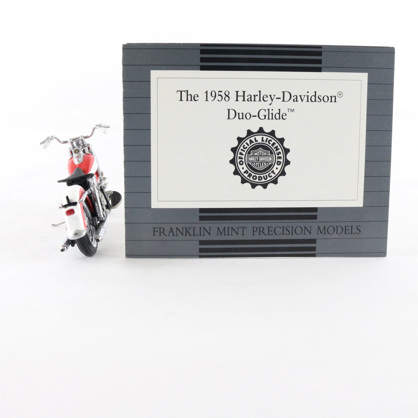 1958 Harley Davidson Duo-Glide Red White Franklin Mint 1:24 Model Motorcycle