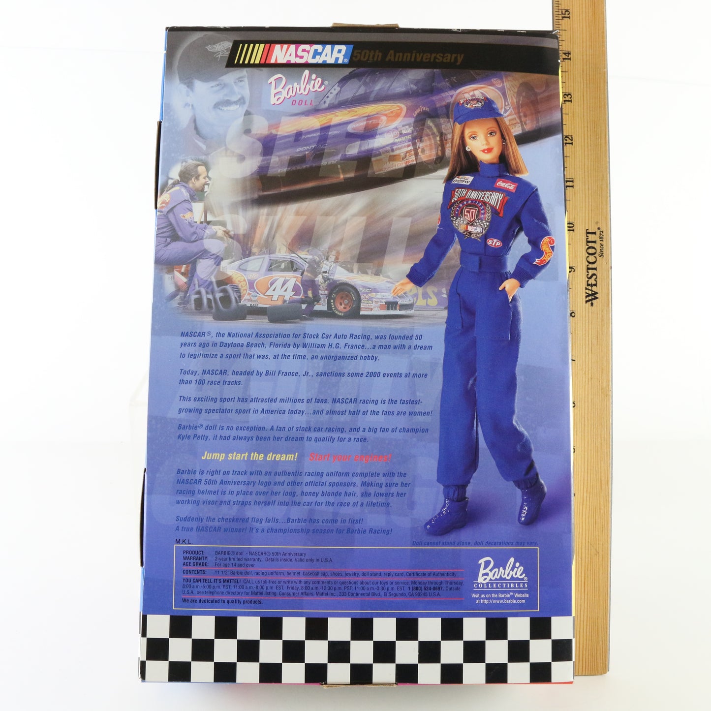 Barbie Blonde Doll 50th Anniversary Nascar Figure Mattel 20442 1998