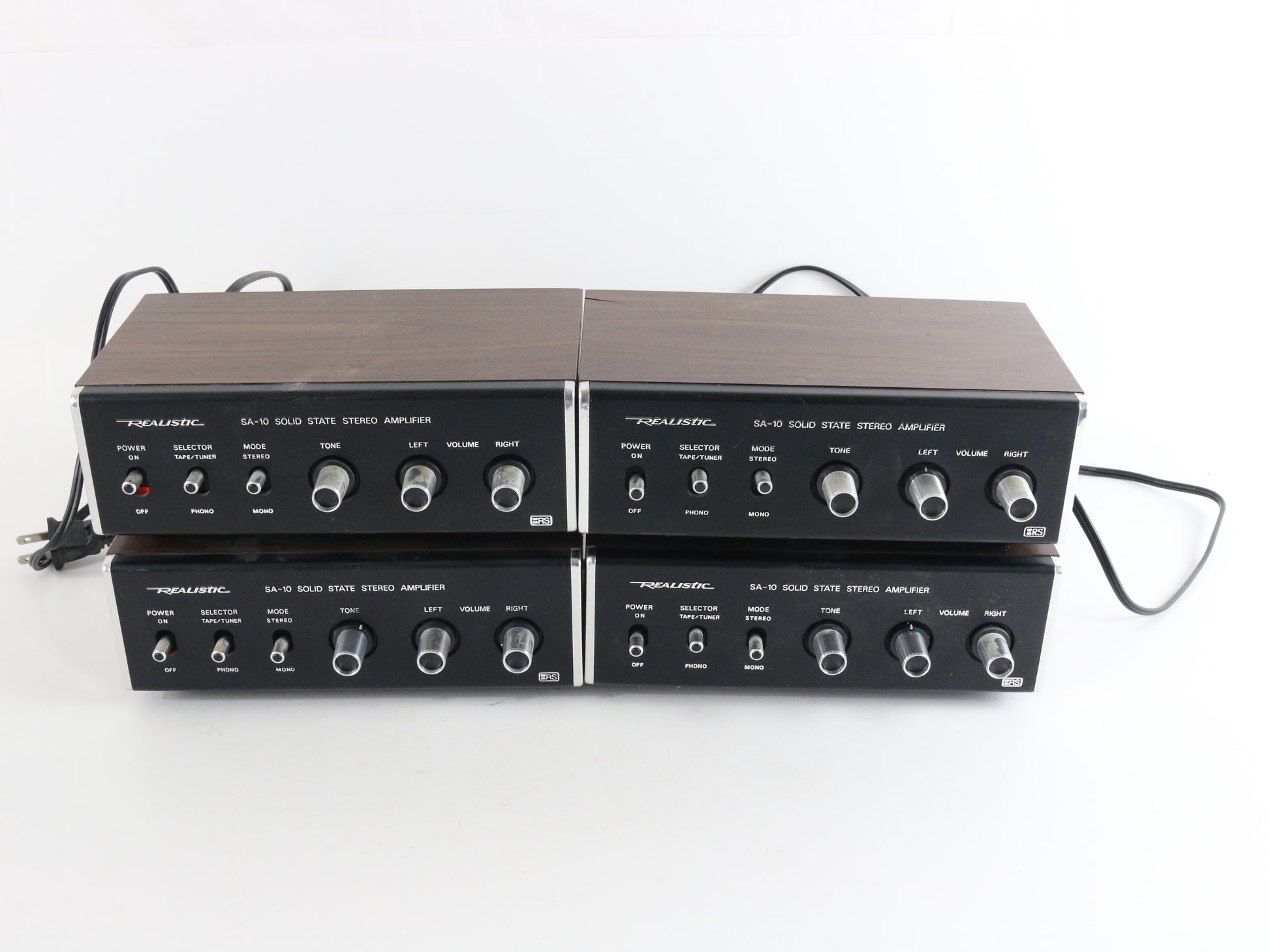 Lot Of 4x Realistic SA-10 Solid State Stereo Amplifiers + 4x 40-1250c Speakers classic audio gear for sound setups