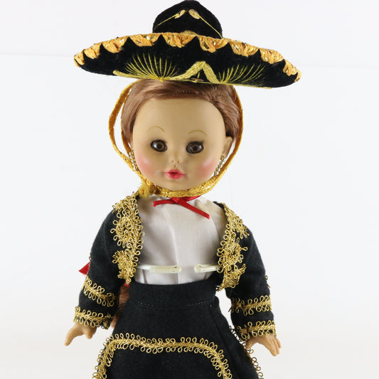 Vintage Munecas Eny Mexican Mariachi Doll Blinking Eyes 12.5" Vinyl Doll W/ Hat