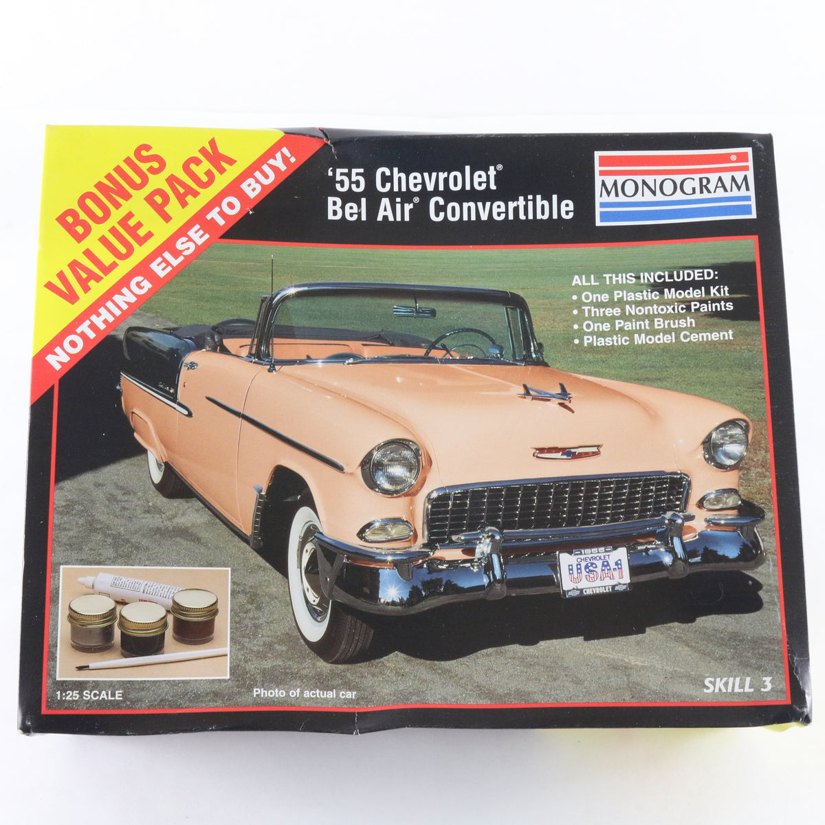 1955 '55 Chevrolet Bel Air Convertible Monogram 1:25 Model Car Kit 6494