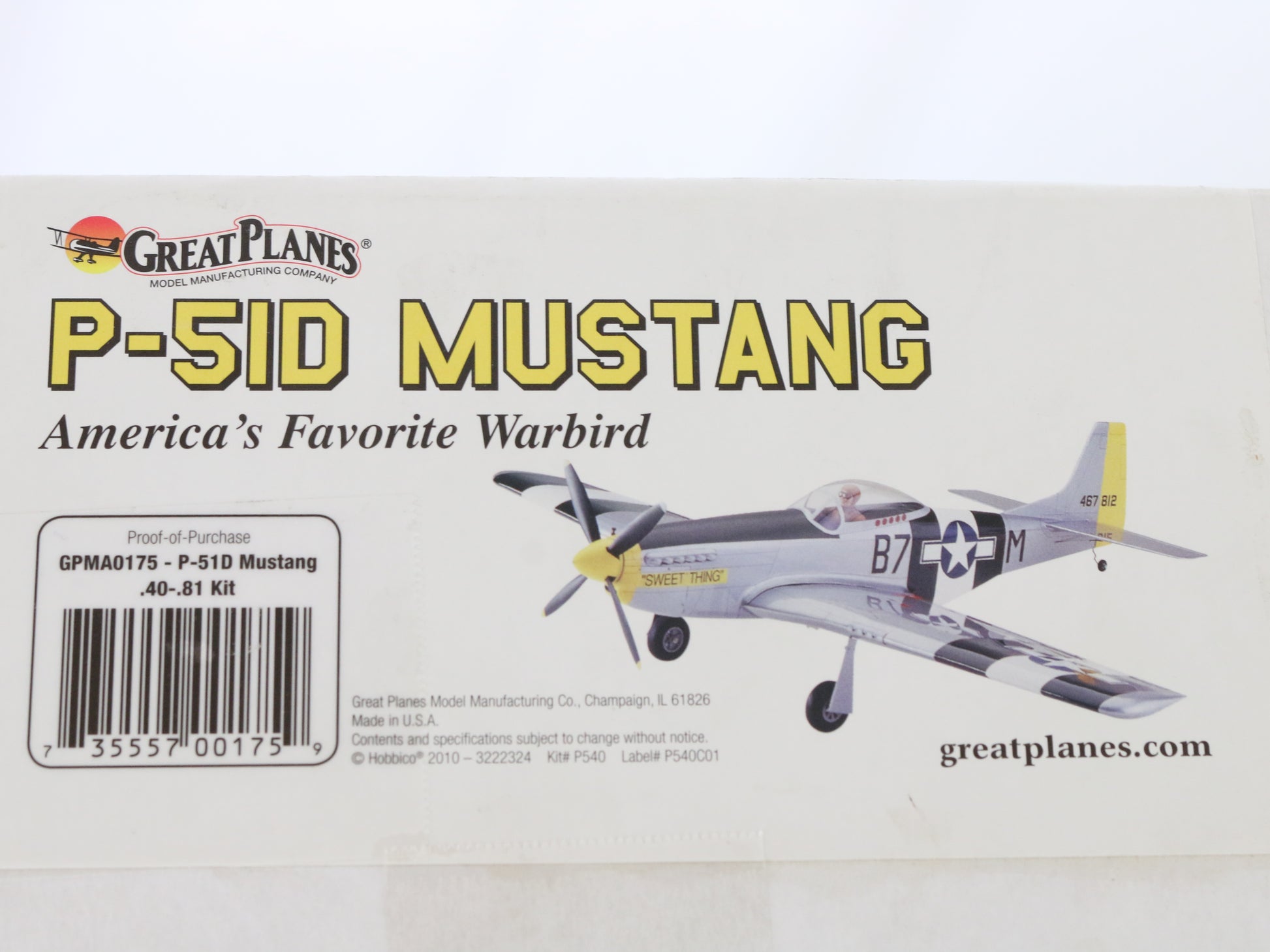 Great Planes P-51d Mustang Warbird 57" Wingspan Wood RC Kit