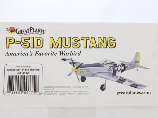 Great Planes P-51d Mustang Warbird 57" Wingspan Wood RC Kit