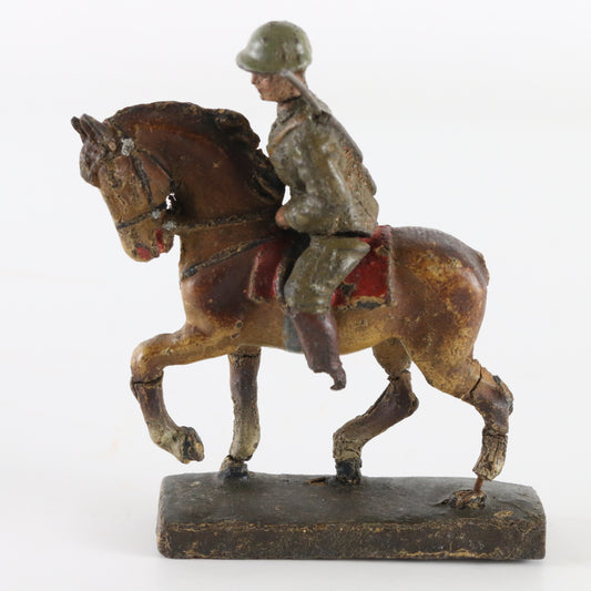 Vintage Lineol WW1 Horse W/ Riding Soldier Composite Figure 2" Germany