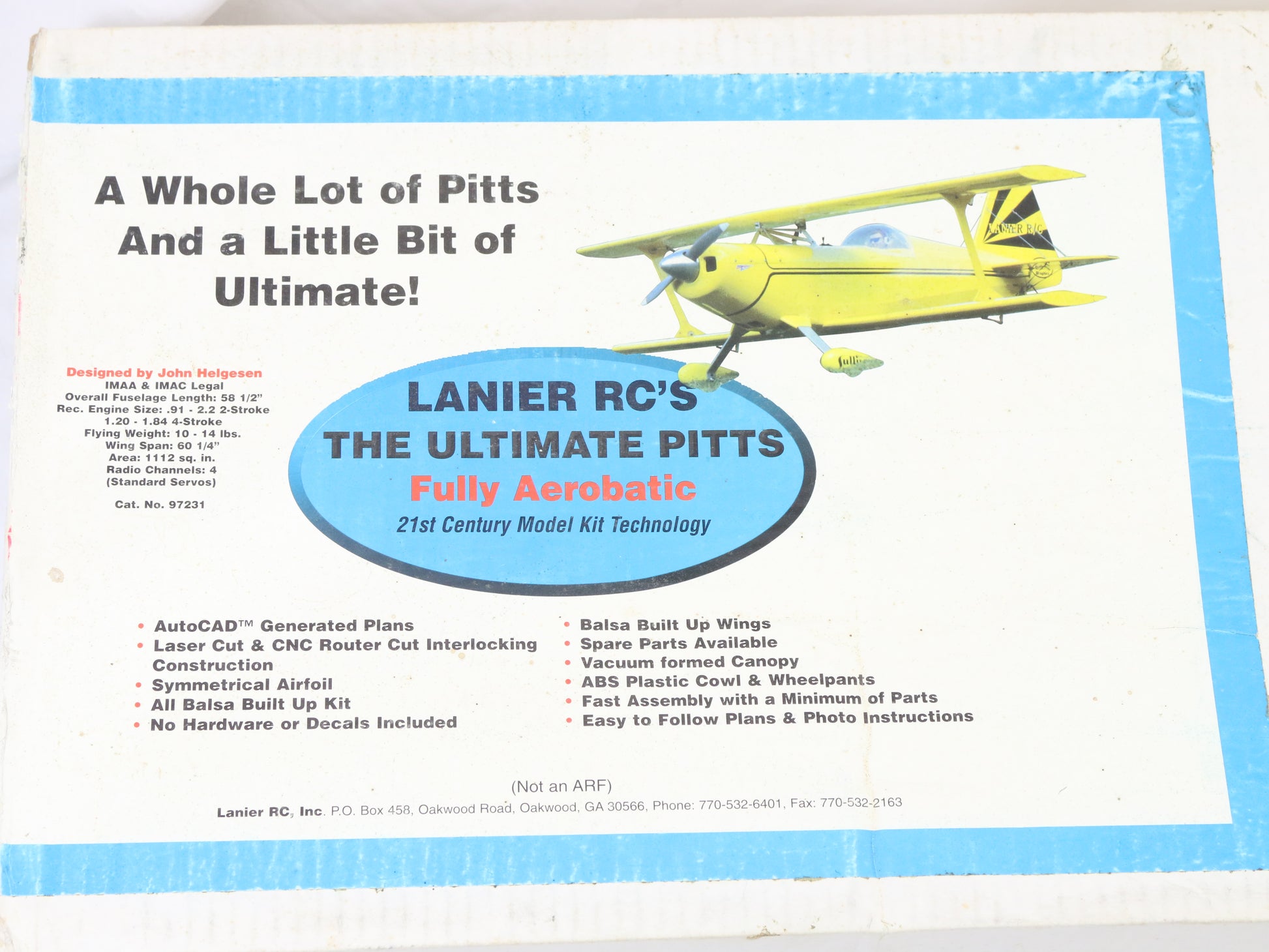 Lanier RCS Ultimate Pitts Aerobatic 60 1/4" Wingspan Balsa Kit 97231
