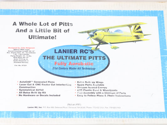 Lanier RC Ultimate Pitts Aerobatic Balsa Wood Plane Kit W/ Fiberglass Cowl