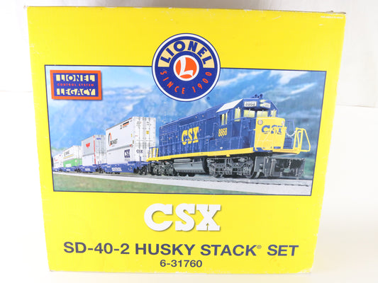 Lionel O 6-31760 CSX 3329 SD40-2 Diesel Loco Husky Stack Container Train Set – Lionel O scale CSX SD40-2 diesel locomotive with Husky Stack container train set for modern layouts.