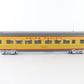 MTH O Union Pacific UP 5325 Illuminated Gray & Yellow Passenger Car 3 Rail – MTH O scale Union Pacific illuminated gray and yellow passenger car for train setups.