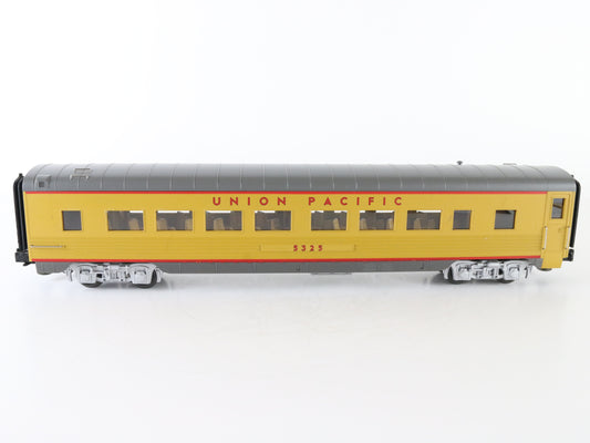 MTH O Union Pacific UP 5325 Illuminated Gray & Yellow Passenger Car 3 Rail – MTH O scale Union Pacific illuminated gray and yellow passenger car for train setups.