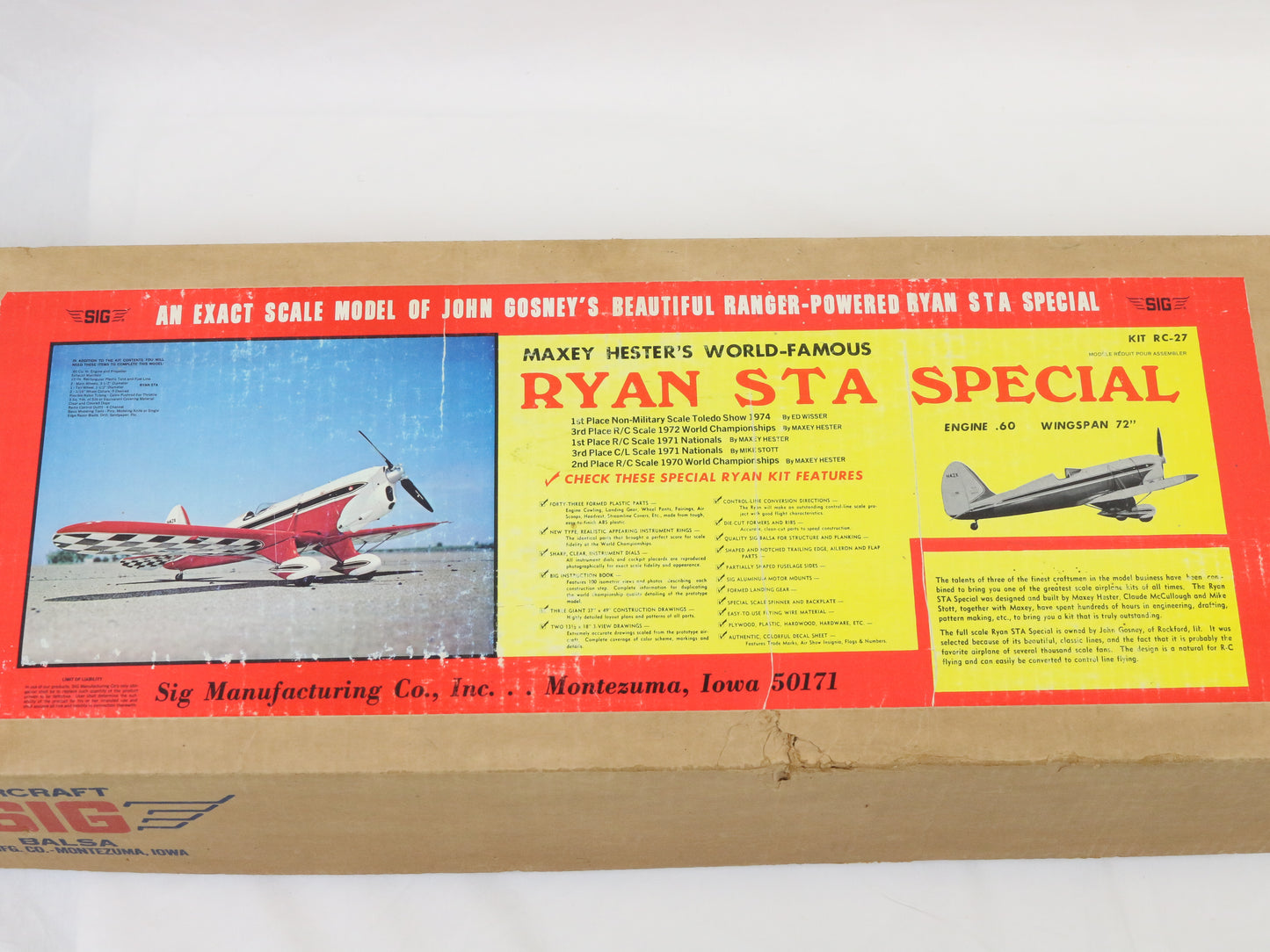 SIG Aircraft Ryan STA Special Maxey Hester Wood 72" Wingspan