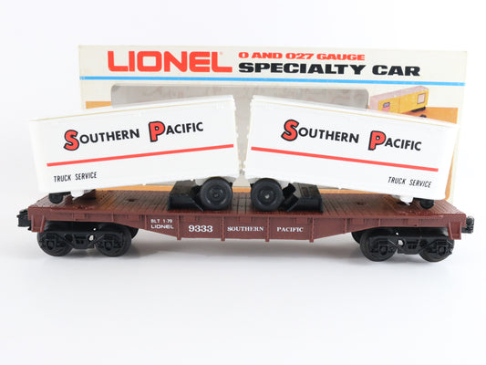 Southern Pacific SP 9333 Piggyback Flat Car W/ Trailers Lionel O 6-9333 classic SP intermodal freight model