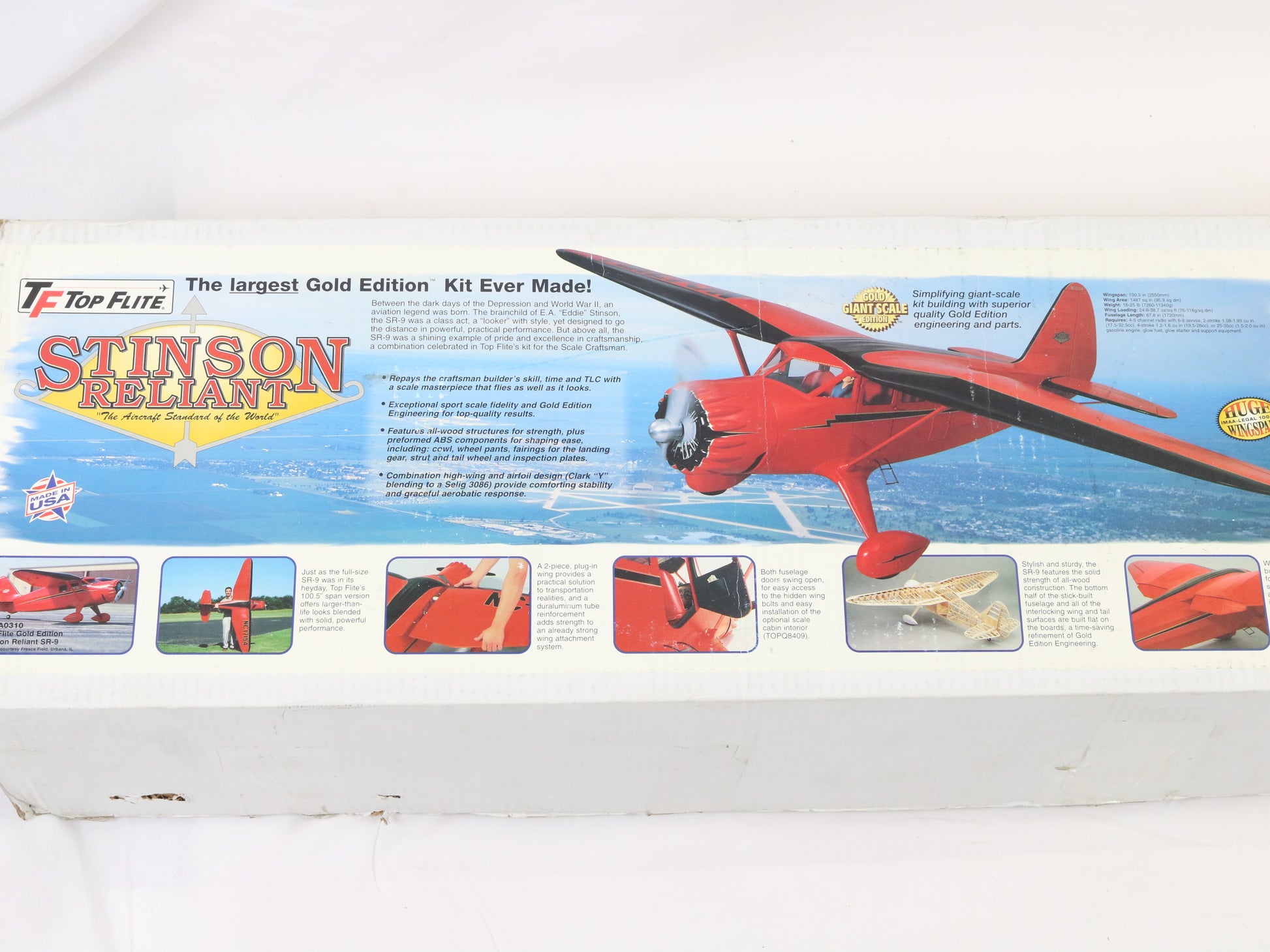 Top Flite Giant Gold Stinson Reliant 1:5 Scale 100.5" Wingspan Wood RC Plane Kit