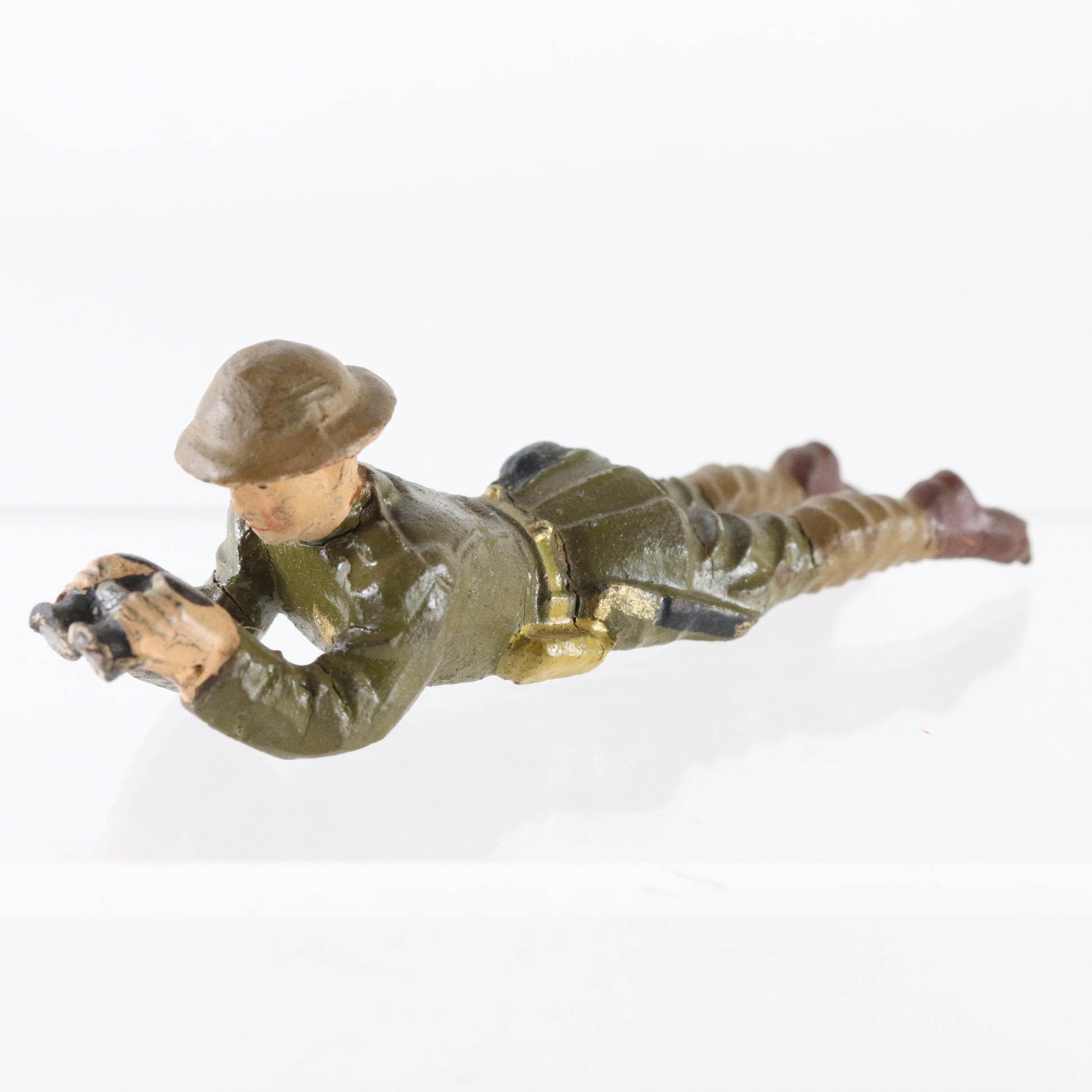 Lineol WWII German composite soldier prone scouting figure collectible toy