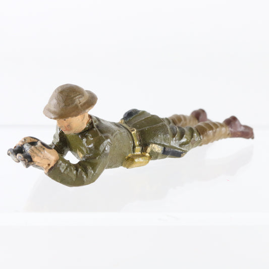 Lineol WWII German composite soldier prone scouting figure collectible toy