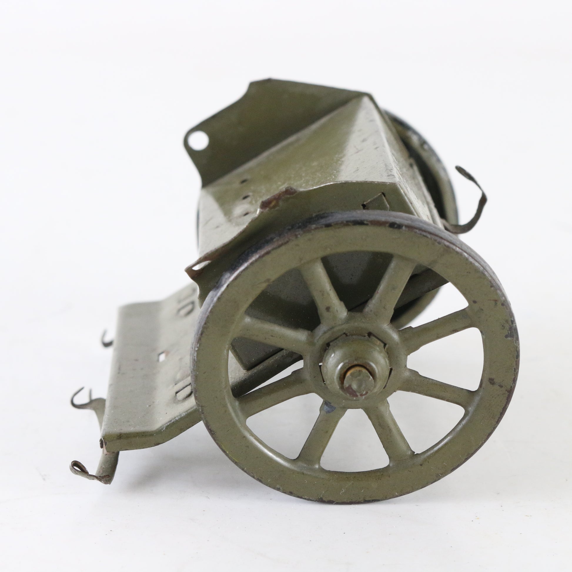 Lineol-style metal horse-drawn military supply cart Germany vintage toy