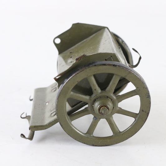 Lineol-style metal horse-drawn military supply cart Germany vintage toy