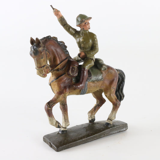 Lineol WWI German horse with charging soldier composite figure antique toy