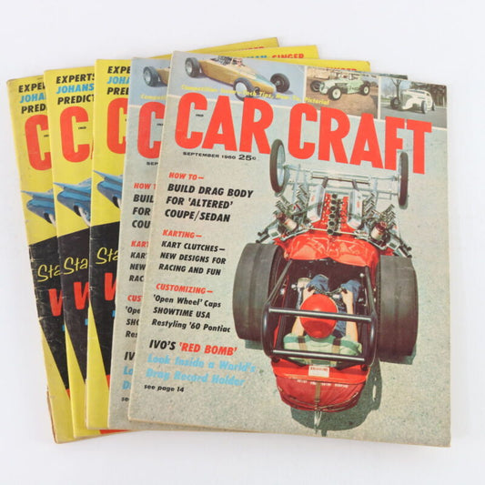 Lot Of 5 Car Craft Starbird Drag Body September August 1960 Car Magazines