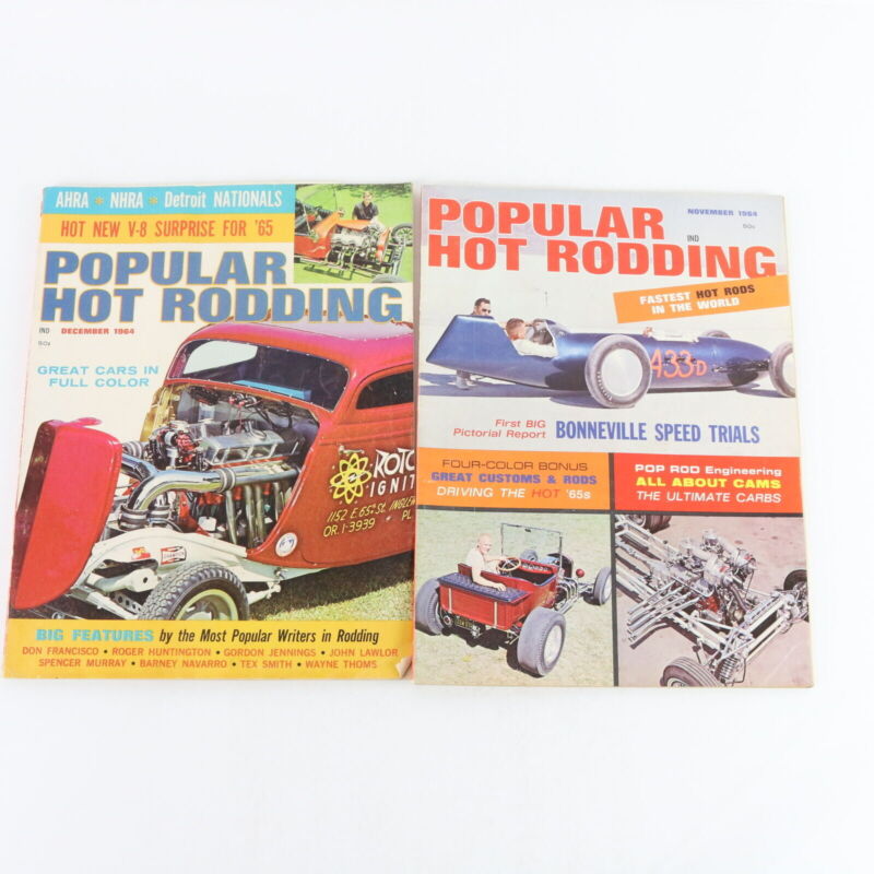 Lot Of 2 Popular Hot Rodding November & December 1964 Vintage Car Magazines