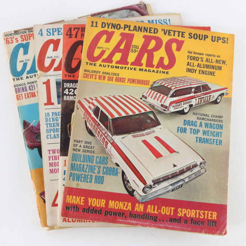 Lot Of 4 Cars Automotive Jan Mar Apr Sept 1963 Vintage Car Magazines