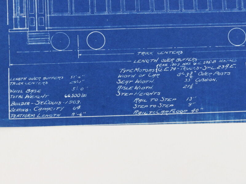 Milwaukee Electric Plan & Elevation 1007 1022-1025 Trolley Blueprint 1922 11"