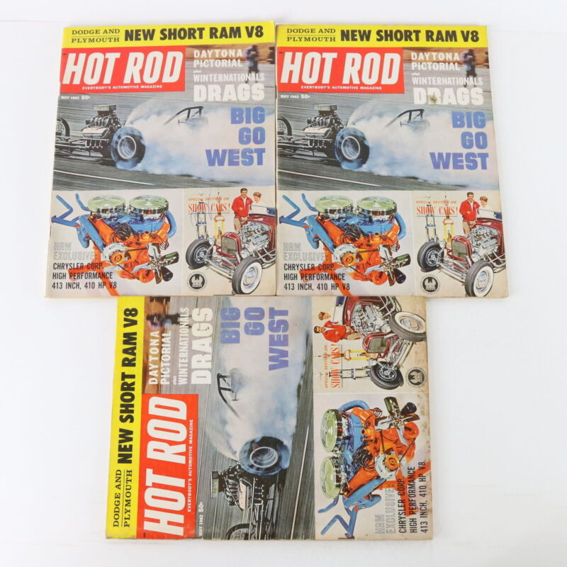 Lot Of 6 Hot Rod Short Ram V8 Big Go West May 1962 Vintage Car Magazines