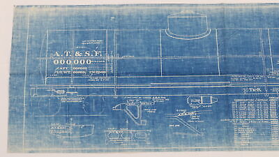 Santa Fe ATSF Tank Car Lettering Train Blueprint 18-c 992 Nov 6 1925 40.25"