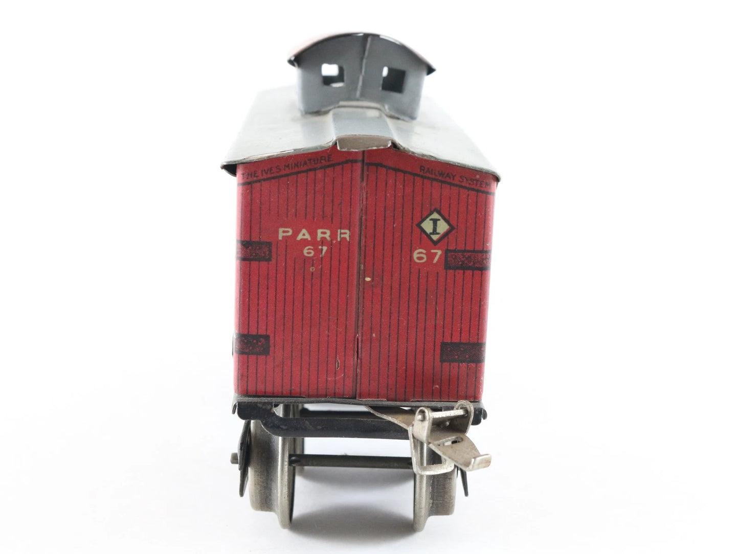 Ives Prewar O 67 Caboose Operating Door Red Tinplate Metal Train Car