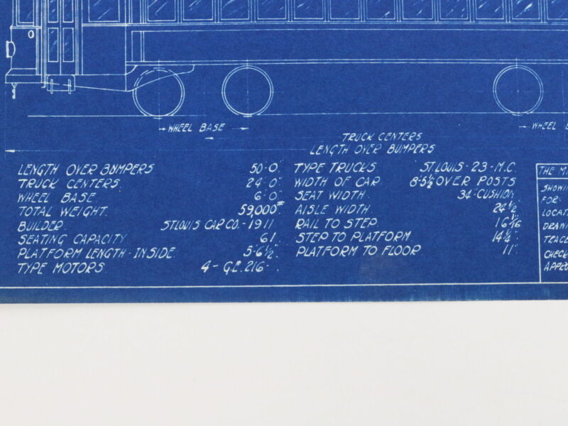 Milwaukee Electric Plan & Elevation Cars 500-510 526-585 Blueprint 1929 11"