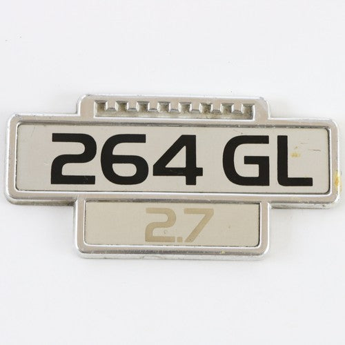  1978 Volvo 264 GL 2.7 Fender Black & White Metal Emblem Badge 3.75"