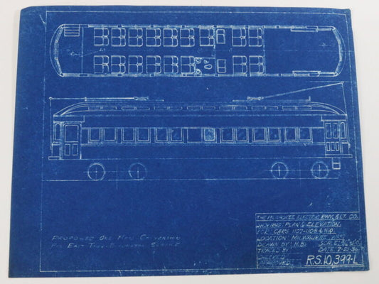 Milwaukee Electric trolley car blueprint 1936