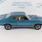 1969 Pontiac GTO Coupe Light Blue Danbury Mint 1:24 Diecast Model 680