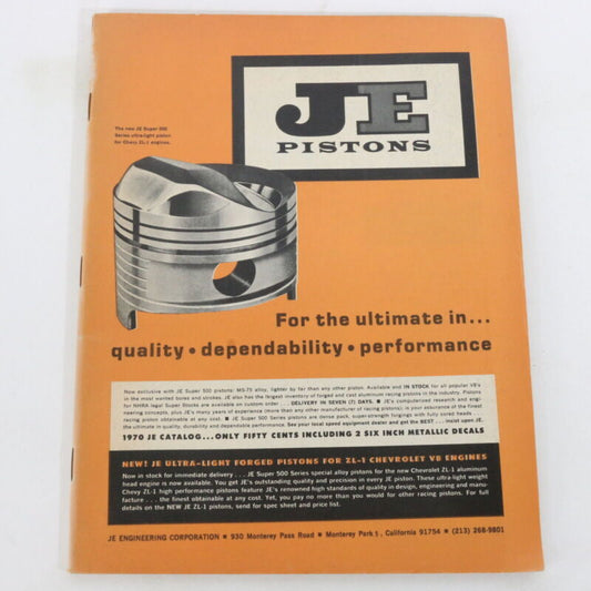 JE Engineering Pistons Car Catalog Oct 1970 Vol 18 No 10 Car Craft