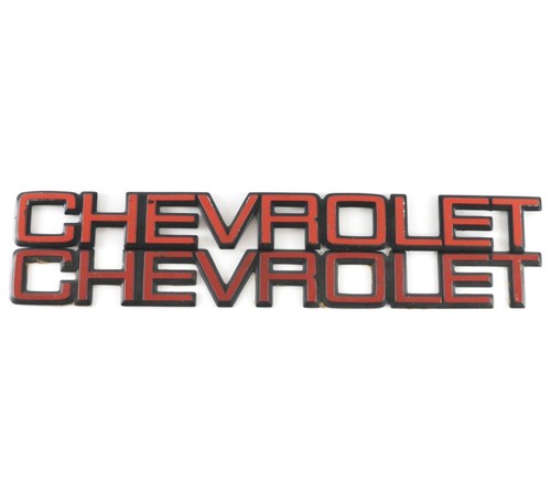 Lot Of 2 Chevrolet Celebrity Black Red Nameplate Emblem Badges 11.75"