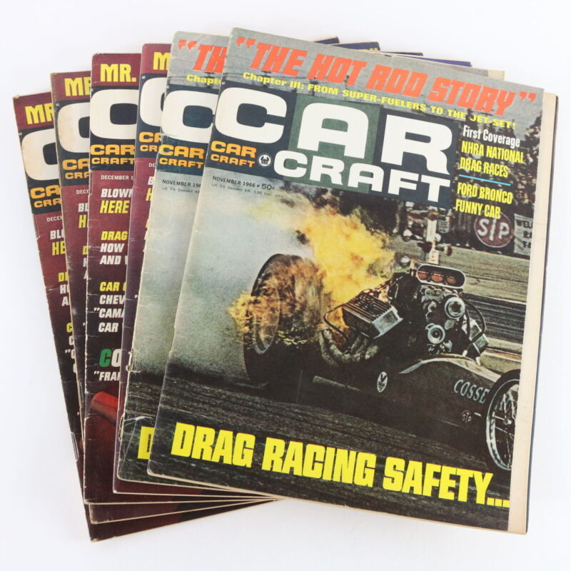 Lot Of 6 Car Craft November & December 1966 Vintage Car Magazines