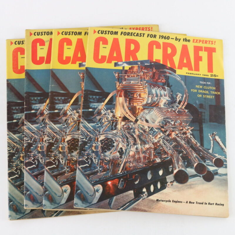 Lot Of 4 Car Craft Motocycle Engines February 1960 Vintage Car Magazines