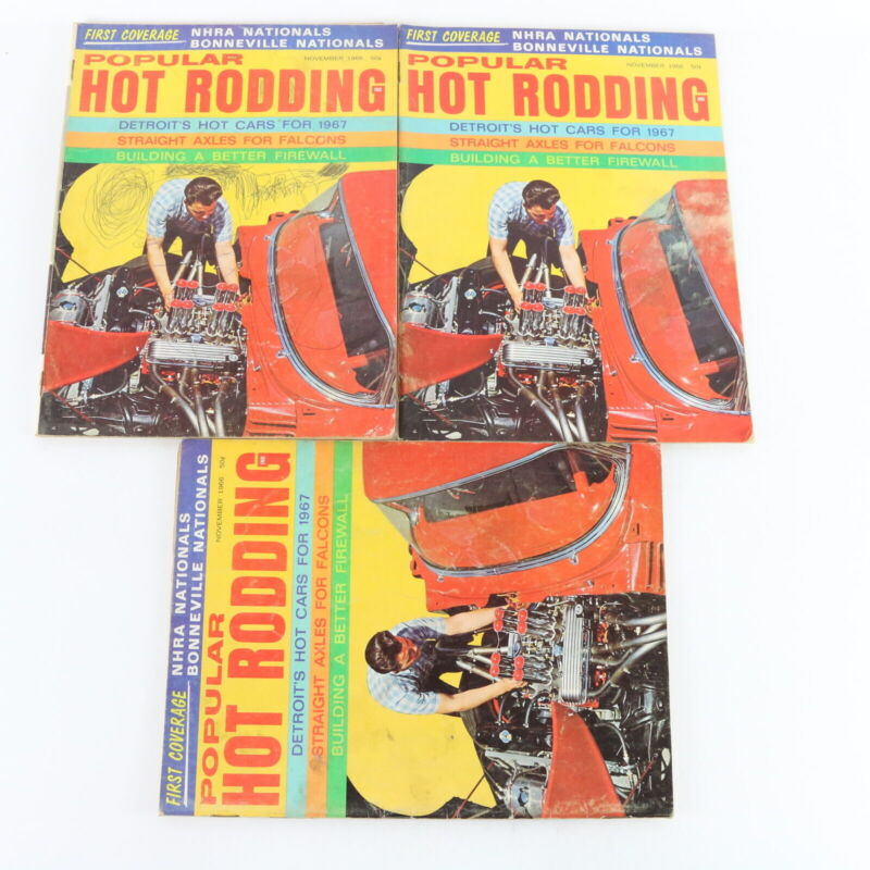 Lot Of 6 Popular Hot Rodding September October November 1966 Car Magazines