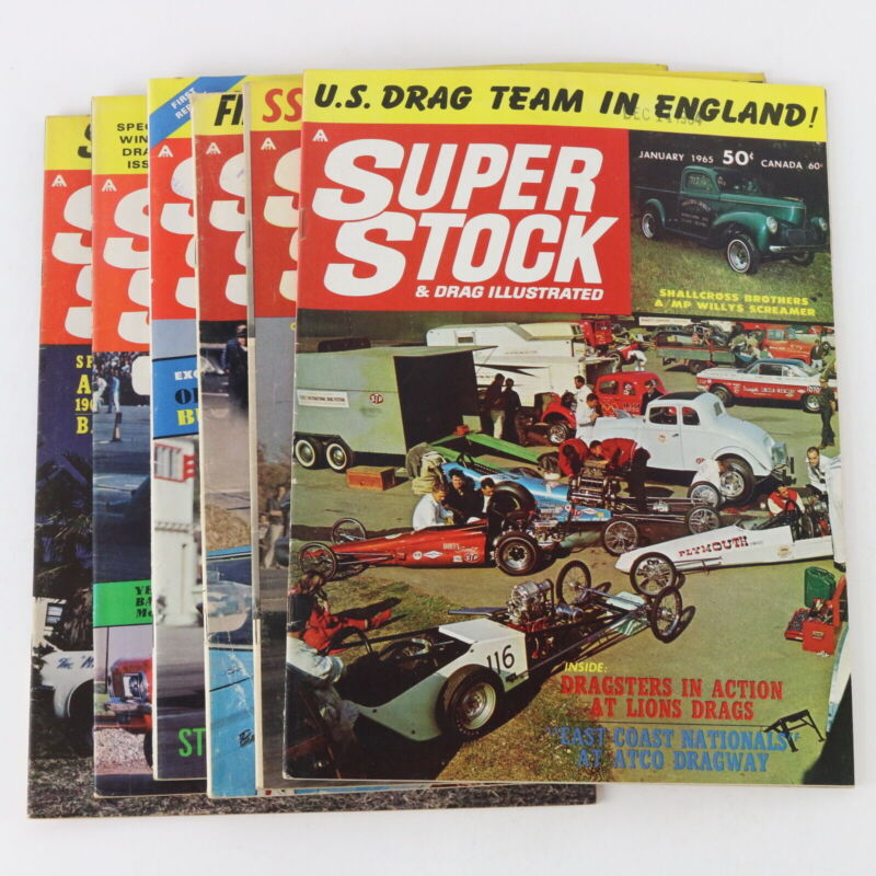 Lot Of 6 Super Stock & Drag Illustrated Jan Feb Mar Apr May June 1965 Car Mags