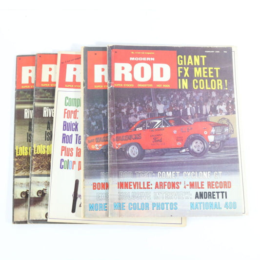 Lot Of 5 Modern Rod Super Stocks Mar Apr & Feb 1966 Vintage Car Magazines