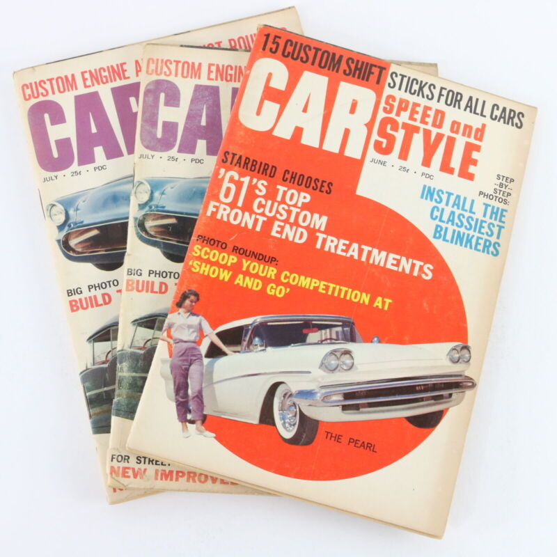 Lot Of 3 Car Speed & Style June & July 1961 Vintage Car Magazines