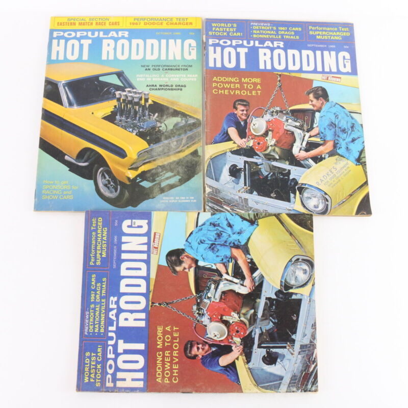 Lot Of 6 Popular Hot Rodding September October November 1966 Car Magazines