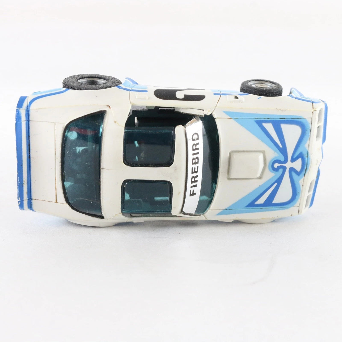 Aurora AFX Pontiac Firebird Blue White #2 Screecher HO Slot Car Slotless