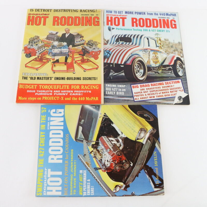 Lot Of 6 Popular Hot Rodding July Aug Sep Oct Nov Dec 1968 Vintage Car Magazines