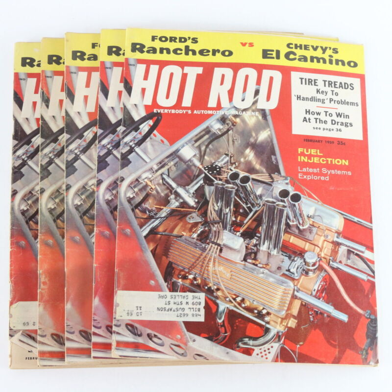 Lot Of 5 Hot Rod Ranchero Vs El Camino February 1959 Vintage Car Magazines