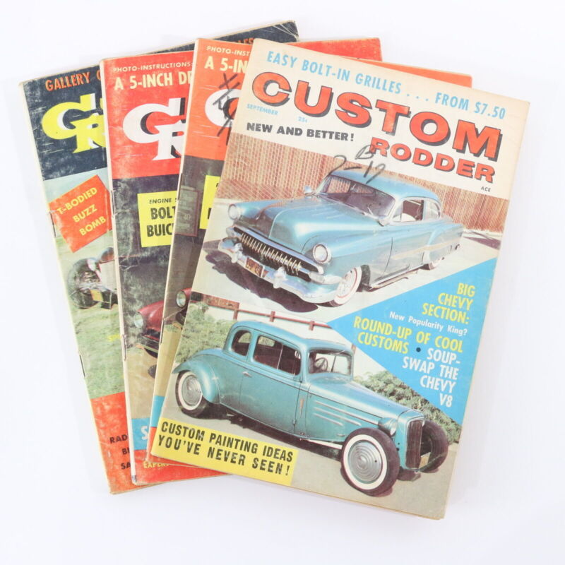 Lot Of 4 Custom Rodder June July Sep 1958 Vintage Car Magazines